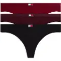 Tommy Hilfiger for woman. UW0UW06139 Set of 3 thongs Heritage black, maroon, red (L), Homewear, Multicolor, Cotton