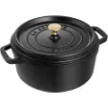 Staub LA COCOTTE, Stekeform, Rund, Støpejern, Keramisk, Gass, Halogen, Induksjon, Forseglet Plate, Sort, Emalje