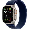 Apple Watch Ultra 2 - 49 mm - naturlig titan - smartklokke med Trail Loop - nylonvev - blå - båndbredde: M/L - 64 GB - LTE, Wi-Fi 4, UWB, Bluetooth - 4G - 61.4 g