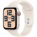 Apple Watch SE (GPS + Cellular) - 2. generasjon - 44 mm - stjernelysaluminium - smartklokke med sportsbånd - fluorelastomer - stjernelys - båndbredde: S/M - 32 GB - LTE, Wi-Fi 4, Bluetooth - 4G - 33 g