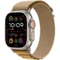Apple Watch Ultra 2 - 49 mm - naturlig titan - smartklokke med Alpine Loop - tekstil - brun - båndbredde: M - 64 GB - LTE, Wi-Fi 4, UWB, Bluetooth - 4G - 61.4 g