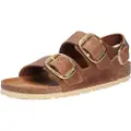 Birkenstock for woman. 1024067 Brown Milano Leather Sandals (36), Flat, Buckle, Casual