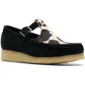 Clarks for woman. 26180686 Wallabee T Bar Leather Shoes black (39.5), Brown, Flat, 1 to 3 cm, Buckle, Casual