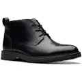 Clarks for man. 26179683 Aldwin Chukka leather ankle boots black (39.5), Flat, Laces, Casual