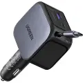 UGREEN 145 W Fast Car Charger with Retractable Cable