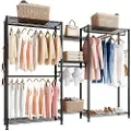 Vevor klesstativ, kraftig garderobe, 7 justerbare klesstativer med stålramme, 385,5 kg lastekapasitet klesstativ med 4 opphengsstenger for soverom, klesbutikk, gang