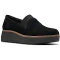Clarks Shoes for woman. 26180118 Zylah Sky black leather shoes (39), 1 to 3 cm, None, Casual
