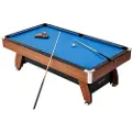 Vevor biljardbord, 244 cm bærbare biljardbord med trefinish, moderne justerbare føtter, komplett sett inkluderer baller, køer, stativ, kritt og børste, blå duk, for familiebruk, rekreasjonsrom