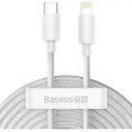 Baseus Simple Wisdom datakabelsett USB-C til Lightning PD 20W (2 stk/sett) 1,5 m hvit