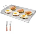 Vevor Rustfritt Stål Steketeppe, 36x22 Tommers Universal Flat Top Rektangulær Tallerken, Gassgrill Steketeppe for BBQ Grill, Teppanyaki, Bærbart Familie Kokekar med Håndtak, for Camping Tailgating Fes
