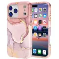 Mtp Products iPhone 17 Pro Max Luksuriøst Marmor Hybrid-deksel - Rosa / Gull