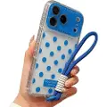 Mtp Products iPhone 17 Pro Max PC / TPU-deksel med linsefilm og stropp - Polka Dot - Blå