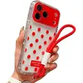 Mtp Products iPhone 17 Pro Max PC / TPU-deksel med linsefilm og stropp - Polka Dot - Rød