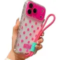 Mtp Products iPhone 17 Pro PC / TPU-deksel med linsefilm og stropp - Polka Dot - Varm Rosa