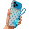 Mtp Products iPhone 17 Pro Max PC / TPU-deksel med linsefilm og stropp - Polka Dot - Himmelblå