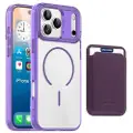 Mtp Products iPhone 17 Pro Max MagSafe-deksel med kortholder - Lilla / gjennomsiktig