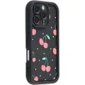 Mtp Products iPhone 16 Pro Stilig støtsikkert TPU-deksel med forhøyede kanter - Svart / Kirsebær