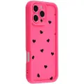 Mtp Products iPhone 16 Pro støtsikkert TPU-deksel med hjertemønster og forhøyede kanter - Varm Rosa