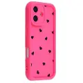 Mtp Products iPhone 17 støtsikkert TPU-deksel med hjertemønster og forhøyede kanter - Varm Rosa