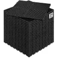 Vevor sammenlåsende dreneringsmatte, 15,7” x 15,7” modulær sammenlåsende pute, 24 stk. skjøtematter, sklisikre svarte PP dreneringsgulvfliser og dusjmatte, for garasje, hage, kjøkken og utendørs
