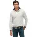 Superdry for man. M6010916A Vintage Athletic Rugby grey polo shirt (L), Casual, Cotton, Long sleeve