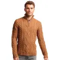 Superdry for man. M6110527A Braided knitted jumper with half zip Vintage Jacob brown (S), Casual, Acrylic