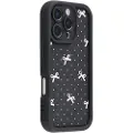 Mtp Products iPhone 16 Pro Max Stilig støtsikkert TPU-deksel med forhøyede kanter - svart / prikkete sløyfe