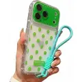 Mtp Products iPhone 17 Pro PC / TPU-deksel med linsefilm og stropp - Polka Dot - Grønn