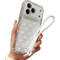 Mtp Products iPhone 17 Pro Max PC / TPU-deksel med linsefilm og stropp - Polka Dot - Hvit