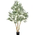 Vevor 180 cm kunstig oliventre med svart potte, høyt kunstig tre med naturlig trestamme og realistiske grønne blader og frukter, innendørs kunstig plante for hjem, kontor, stue, hjørnedekor