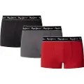 Pepe Jeans for man. PMU11195 Set 3 boxer shorts Solid red, grey, black (M), Homewear, Cotton