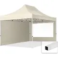 TOOLPORT 3x4,5 m stål, pop up partytelt, 2 sidepaneler, creme