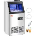 Vevor 110lbs/24T kommersiell ismaskin, 36 isbiter på 15 minutter, frittstående ismaskin med 28lbs stor lagringskapasitet for bar, kontor, restaurant, med LED digitalt display og selvrensende