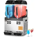 Vevor Kommersiell Slush-maskin, 12Lx2 Dobbeltank Frossen Drikkemaskin, 96 Kopper Rustfritt Stål Margarita Smoothie Frossen Drikkemaskin, Slush-maskin for Hjemmefester Restauranter Kaféer Barer