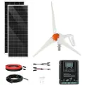 Vevor 12V 400W solcelledrevet vindkraftsett, 2 stk. 100W monokrystallinske solcellepaneler + 200W vindturbin + MPPT vind-/solcellehybridsystemkontroller for hjemme, bobil, båt, camping, off-grid-appli