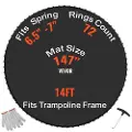 Vevor erstatningstrampolinematte, hoppematte passer til 14 fot ramme, universal hoppematte for 14 fot rund trampoline, forsterket UV-bestandig matte med fjærverktøy og slitesterke V-ringer, passer til