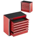 Vevor metallverktøykasse, 8,6-tommers, bærbar metallverktøykasse med 5 skuffer, liten verktøykasse med EVA-foringer og PP-føtter, kraftig stål med kulelageråpning og pulverlakkert overflate, rød