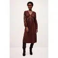 Ba&sh for woman. 1H25TANY Midi dress Tany brown (36), Casual, Viscose, Long sleeve