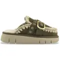 Mou for woman. MU.FW531030A Leather Clogs with green buckle fastening (41), 3 to 5 cm, None, Casual