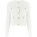 GUESS for woman. W5YR09Z0130 White ribbed knit cardigan (S), Casual, Long sleeve
