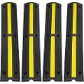 Vevor kabelbeskytterrampe 100x15x3,1 cm, 4-pakning med 1 kanal, 8164,7 kg/akselkapasitet Kraftige fartshumper i gummi, kabelbeskytter til gulvledning, for boligområder, private garasjer, hager