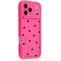 Mtp Products iPhone 17 Pro Max støtsikkert TPU-deksel med hjertemønster og forhøyede kanter - Varm Rosa