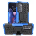 Mtp Products Anti-Slip Motorola Edge (2022) Hybrid-deksel med Stativ - Blå / Svart