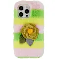 Mtp Products 3D Plush Furry Winter iPhone 14 Pro TPU-deksel - Gul Rosa