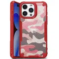 Mtp Products iPhone 15 Plus Anti-Shock Hybrid-deksel - Kamuflasje - Rød