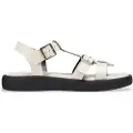 Wonders for woman. AB-1012 Off-white Light Leather Sandals (41), Flat, 1 to 3 cm, Buckle, Casual