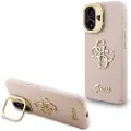 GUESS iPhone 16 Grained 4G Logo Stativkameraramme-deksel - Rosa
