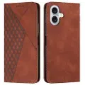 Mtp Products iPhone 16 Plus Rhombusmønster lommebokveske med magnetisk lukking - brun