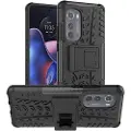 Mtp Products Anti-Slip Motorola Edge (2022) Hybrid-deksel med Stativ - Svart