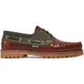 Barbour for man. MFO0795 Leather Nautic Deck Boat brown, green (44), Flat, Laces, Casual